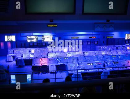 Lancia il controllo all'Atlantis Exhibition al Kennedy Space Center di Cape Canaveral, Florida, USA, nell'ottobre 2024 Foto Stock