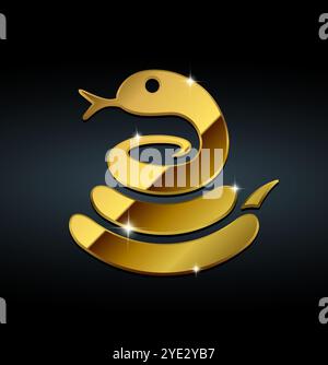 Illustrazione color oro con serpente metallico per il saluto del nuovo anno 2025 Illustrazione Vettoriale