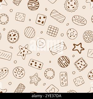 Biscotti diversi con motivo senza cuciture, vettoriale Illustrazione Vettoriale