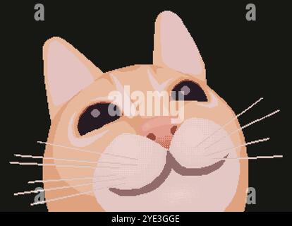 Cat Face Close Up, pixel art meme. Illustrazione vettoriale Illustrazione Vettoriale