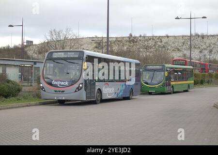 Arriva Kent Thameside - autobus Fastrack - Wrightbus Streetlite Foto Stock