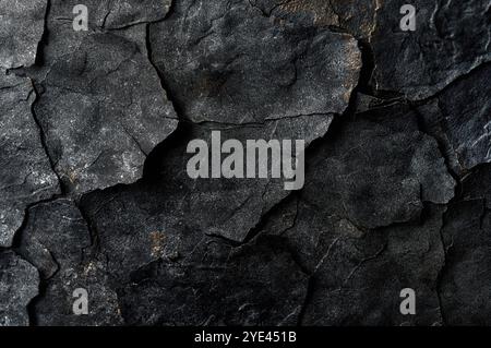 Parete in cemento incrinato rivestita con struttura in cemento nero come sfondo per il design. Parete antica con vernice grezza crepata, sfondo con trama esterna Foto Stock