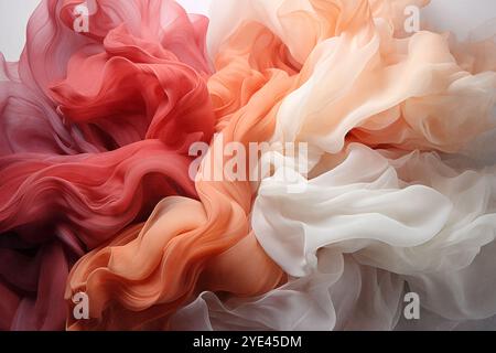 Sfondo astratto di luce e garza traslucida o tessuto di cotone. Sfondo colorato con texture di lusso. Foto Stock