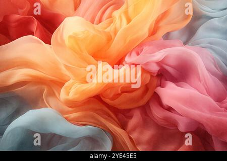 Sfondo astratto di luce e garza traslucida o tessuto di cotone. Sfondo colorato con texture di lusso. Foto Stock