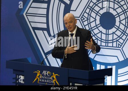 Seoul, Corea del Sud. 29 ottobre 2024. Il presidente della FIFA Gianni Infantino parla durante la cerimonia di premiazione annuale della Asian Football Association (AFC) 2023 a Seoul, Corea del Sud, 29 ottobre 2024. Crediti: Jun Hyosang/Xinhua/Alamy Live News Foto Stock