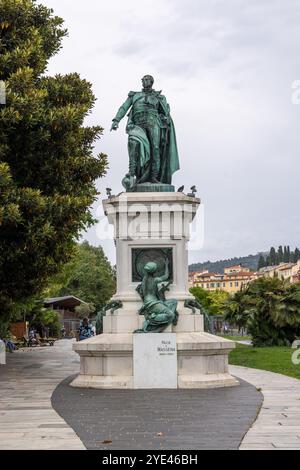 Statua del maresciallo André Masséna nella Promenade du Paillon, città di Nizza, Costa Azzurra, Francia meridionale, Europa Foto Stock