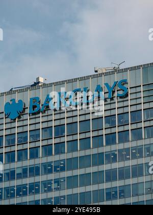 Sede centrale di Barclays Bank, Barclays Bank, One Churchill Place Building, Canary Wharf, Docklands, Londra, Inghilterra, REGNO UNITO, REGNO UNITO. Foto Stock