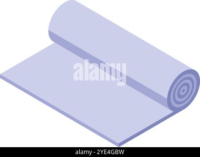 Tappetino yoga lavanda parzialmente arrotolato, per favorire il relax e l'esercizio fisico in vista isometrica Illustrazione Vettoriale