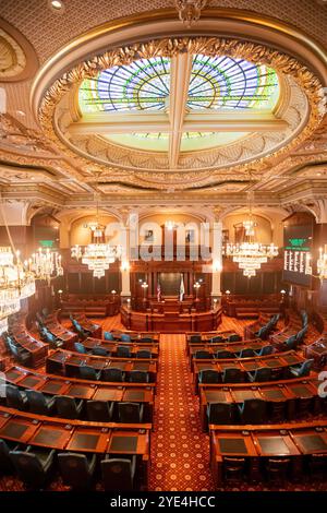 Springfield, Illinois - camera dei rappresentanti nell'edificio del campidoglio dello stato dell'Illinois. Foto Stock