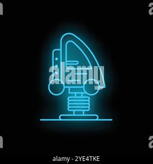 Segno blu al neon di un pilota a molla a forma di auto su sfondo nero, perfetto per aggiungere un tocco divertente a qualsiasi marchio del parco giochi Illustrazione Vettoriale