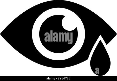 Occhio pianto con l'icona della silhouette lacrime. Vettore modificabile. Illustrazione Vettoriale