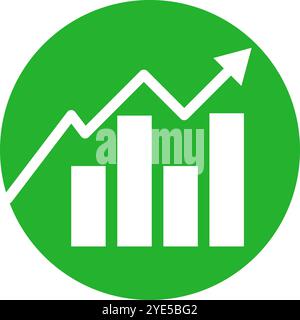 Grafico a barre verde rotondo verso l'alto. Vettore modificabile. Illustrazione Vettoriale