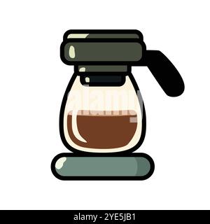 Clip Art per macchina da caffè elettrica moderna per gli appassionati di caffè Illustrazione Vettoriale