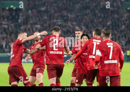 Tor zum 1:1 durch Boris Tomiak (1. FC Kaiserslautern, #02), Elfmeter, Strafstoss, jubel, GER, VfB Stuttgart vs. 1. FC Kaiserslautern, Fussball, Herren, DFB-Pokal, 2. Runde, Spielzeit 2024/2025, 29.10.2024, LE NORMATIVE DFL/DFB VIETANO QUALSIASI USO DI FOTOGRAFIE COME SEQUENZE DI IMMAGINI E/O QUASI-VIDEO, foto: Eibner-Pressefoto/Wolfgang Frank Foto Stock