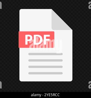 Icona del file PDF isolata su sfondo nero trasparente. Vettore modificabile. Illustrazione Vettoriale