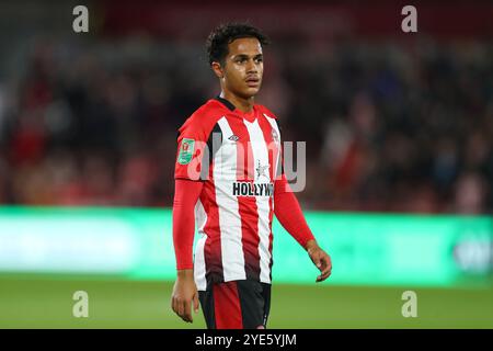 29 ottobre 2024; Gtech Community Stadium, Brentford, Londra, Inghilterra; Carabao Cup ultimi 16 calcio, Brentford contro Sheffield mercoledì; Fabio Carvalho di Brentford Foto Stock