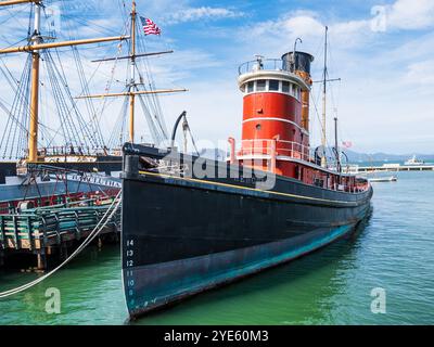 Steam Tug Boat Eureka al San Francisco Maritime National Historic Park in California Foto Stock