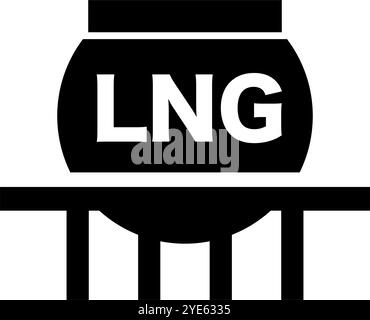 Semplice icona della silhouette del serbatoio LNG. Vettore modificabile. Illustrazione Vettoriale