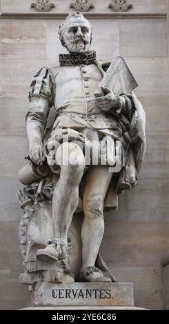 Miguel de Cervantes (1547-1616). Scrittore spagnolo. Statua di J. Vancell (c.1848-1906). Biblioteca nazionale di Spagna. Madrid. Foto Stock