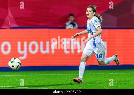 Maria Palama (19) della Grecia, nella foto di martedì 29 ottobre 2024 a Lovanio, in Belgio, nel corso di una partita tra le nazionali femminili del Belgio, chiamata le fiamme rosse e la Grecia nella seconda partita del primo play-off della competizione di qualificazione europea femminile 2023-24. Crediti: Sportpix/Alamy Live News Foto Stock