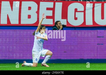 Maria Palama (19) della Grecia, nella foto di martedì 29 ottobre 2024 a Lovanio, in Belgio, nel corso di una partita tra le nazionali femminili del Belgio, chiamata le fiamme rosse e la Grecia nella seconda partita del primo play-off della competizione di qualificazione europea femminile 2023-24. Crediti: Sportpix/Alamy Live News Foto Stock