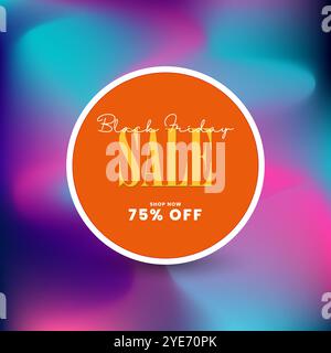 Promozione Black Friday su vettore banner, 75% di sconto per grafica concept Black Friday, design modelli vettoriali promozionali Illustrazione Vettoriale