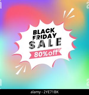 sconto del 80% sul design del banner per il black friday, con dettagli sull'offerta e illustrazione vettoriale Illustrazione Vettoriale