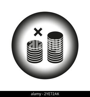 Pila di monete. Simbolo della croce. Concetto di perdita finanziaria. Illustrazione vettoriale. Illustrazione Vettoriale