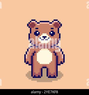 Grafica grafica di pixel cute Bear Illustrazione Vettoriale