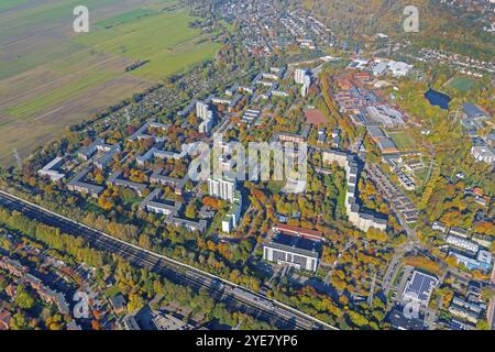 Bergedorf West, zona residenziale, isolato, multi-Family, casa, 50 anni, veduta aerea, cooperativa, Bergedorf, Amburgo Foto Stock