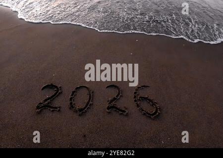 Iscrizione di Natale 2005 sulla spiaggia estiva Foto Stock