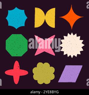 Striscioni e forme semplici in stile rustico rustico. Badge, striscioni e altri elementi di design disegnati a mano in stile vintage. Vettoriale infografica disegnata a mano Illustrazione Vettoriale