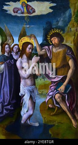 San Bernardo, Battesimo di Cristo, Trinità, Figurazione Lateranense, San Malachia, retable de Clairvaux, Clairvaux Altarpiece, Champagne, Museo delle Belle Arti di Digione Francia ( Champagne, inizio XVI secolo), Panel Foto Stock