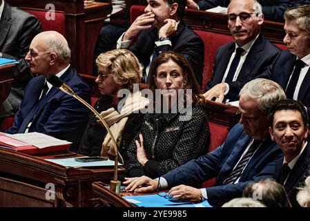 Parigi, Francia. 29 ottobre 2024. Antonin Burat/le Pictorium - sessione delle interrogazioni al governo del 29 ottobre 2024, all'Assemblea nazionale francese - 29/10/2024 - Francia/Parigi - -la France insoumise- il deputato Berenger Cernon parla, durante la sessione delle interrogazioni al governo del 29 ottobre 2024, all'Assemblea nazionale francese. Crediti: LE PICTORIUM/Alamy Live News Foto Stock