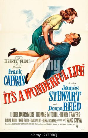 Poster teatrale per l'uscita del film del 1946 IT's a Wonderful Life, con James Stewart e donna Reed. Foto Stock