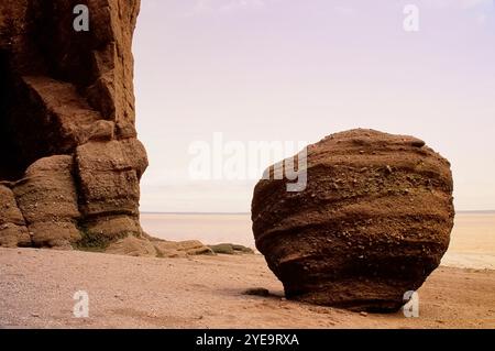 Formazioni rocciose durante la bassa marea presso l'Hopewell Rocks Provincial Park a Shepody Bay nel New Brunswick, Canada; New Brunswick, Canada Foto Stock