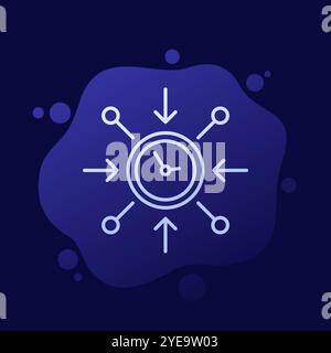 icona della linea di impatto con un orologio Illustrazione Vettoriale