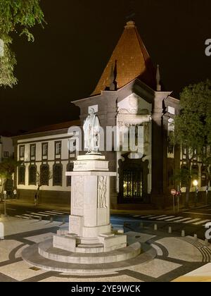 Statua di João Zarco a Funchal, Madeira. Foto Stock