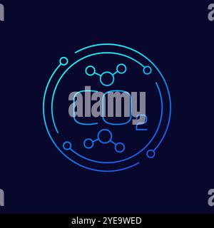 icona delle molecole di co2, design lineare dell'anidride carbonica Illustrazione Vettoriale