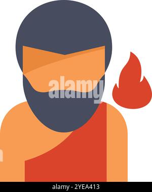 Illustrazione vettoriale del dio greco efesto che tiene il fuoco, che rappresenta la metallurgia, la manifattura e l'artigianato Illustrazione Vettoriale