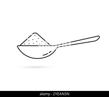icona cucchiaino dalle linee sottili con ombra Illustrazione Vettoriale