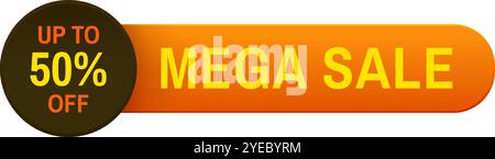 Pulsante arancione e marrone con spigoli arrotondati e un'icona circolare che indica la percentuale di sconto offerta Illustrazione Vettoriale