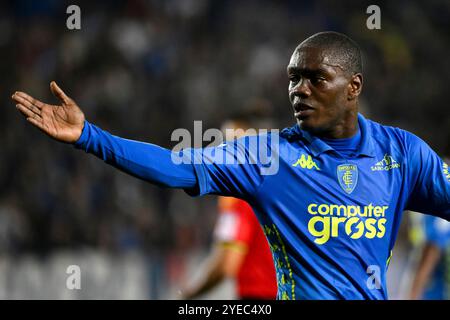 Empoli, Italia. 30 ottobre 2024. Emmanuel Gyasi dell'Empoli FC gesti durante la partita di serie A tra Empoli FC e FC Internazionale allo stadio Carlo Castellani di Empoli (Italia), 30 ottobre 2024. Crediti: Insidefoto di andrea staccioli/Alamy Live News Foto Stock