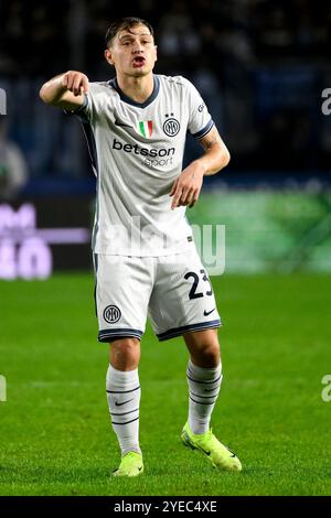 Empoli, Italia. 30 ottobre 2024. Nicolo Barella del FC Internazionale gesti durante la partita di serie A tra Empoli FC e FC Internazionale allo stadio Carlo Castellani di Empoli (Italia), 30 ottobre 2024. Crediti: Insidefoto di andrea staccioli/Alamy Live News Foto Stock