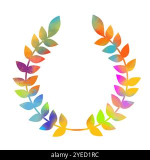 Cerchio colorato dell'orecchio di grano su sfondo bianco. Modello logo grano agricolo. Inquadra con lascia la vittoria. disegnato a mano. Non ai, illustrazione vettoriale Illustrazione Vettoriale