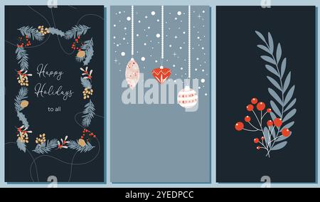 Set di modelli boho per le storie di Natale. Design vettoriale modificabile per i social media. Illustrazione vettoriale Illustrazione Vettoriale