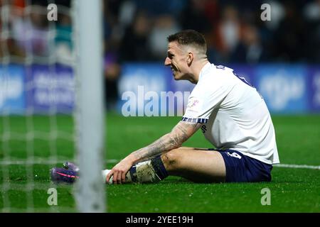 Emil Riis Jakobsen del Preston North End perde un'occasione durante la partita del quarto turno della Carabao Cup a Deepdale, Preston. Data foto: Mercoledì 30 ottobre 2024. Foto Stock