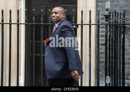 Londra, Inghilterra, Regno Unito. 30 ottobre 2024. Il Segretario di Stato per gli affari esteri, del Commonwealth e dello sviluppo DAVID LAMMY lascia Downing Street dopo una riunione del Gabinetto. I membri del gabinetto del Regno Unito si riuniscono a Downing Street per una riunione finale per approvare il bilancio prima dell'annuncio del cancelliere Rachel Reeves. (Credit Image: © Thomas Krych/ZUMA Press Wire) SOLO PER USO EDITORIALE! Non per USO commerciale! Foto Stock