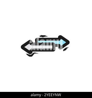 Frecce sinistra e destra vettore. Due frecce. Frecce grunge. Direzioni opposte del vettore delle frecce. Vettore nero delle frecce di contorno. Illustrazione vettoriale. Illustrazione Vettoriale