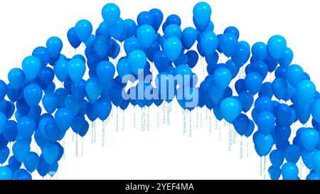 arco di palloncini blu isolato su sfondo bianco Foto Stock
